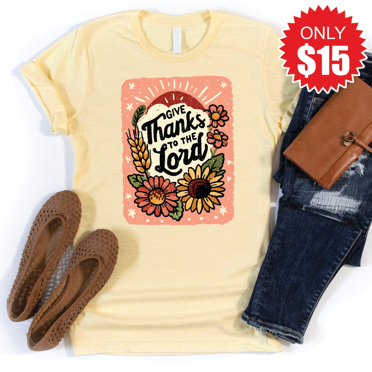 Give Thanks Tee - Heather French Vanilla - 15 product image 1