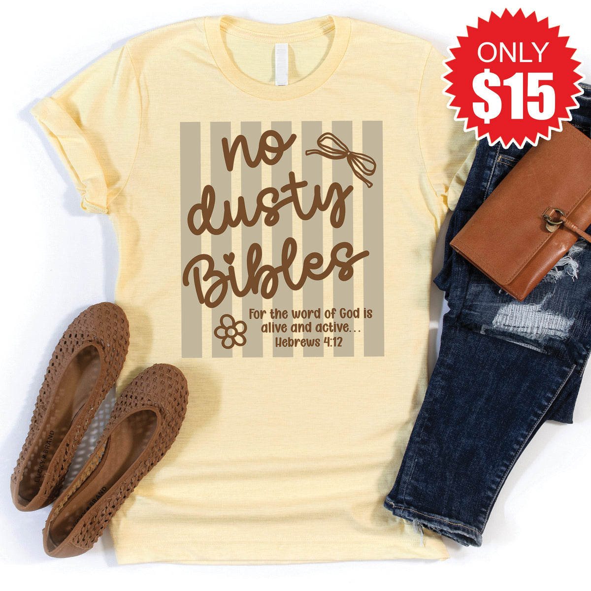 No Dusty Bibles Tee - Heather French Vanilla - 15 product image 1
