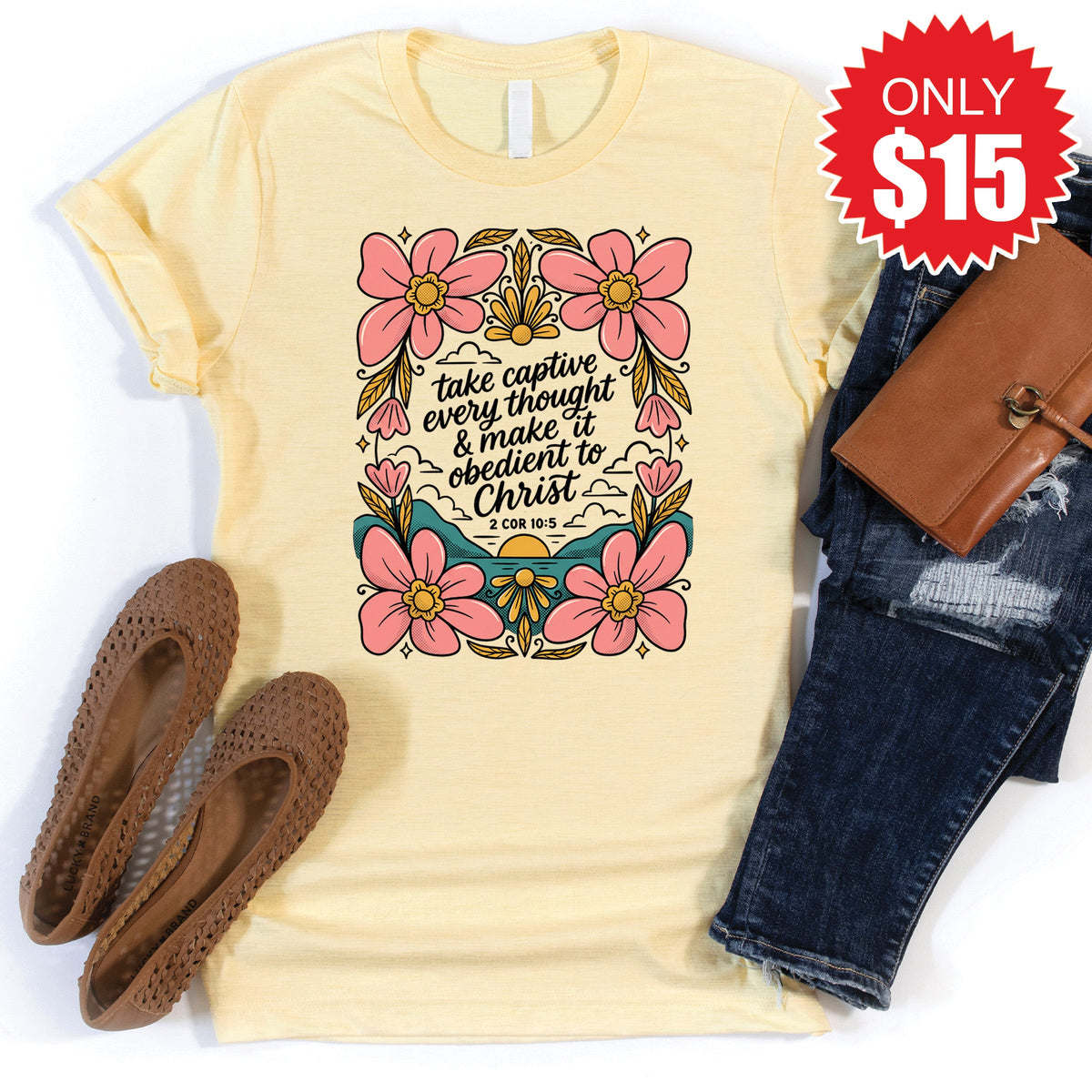 Take Every Thought Captive Tee - Heather French Vanilla - 15 product image 1