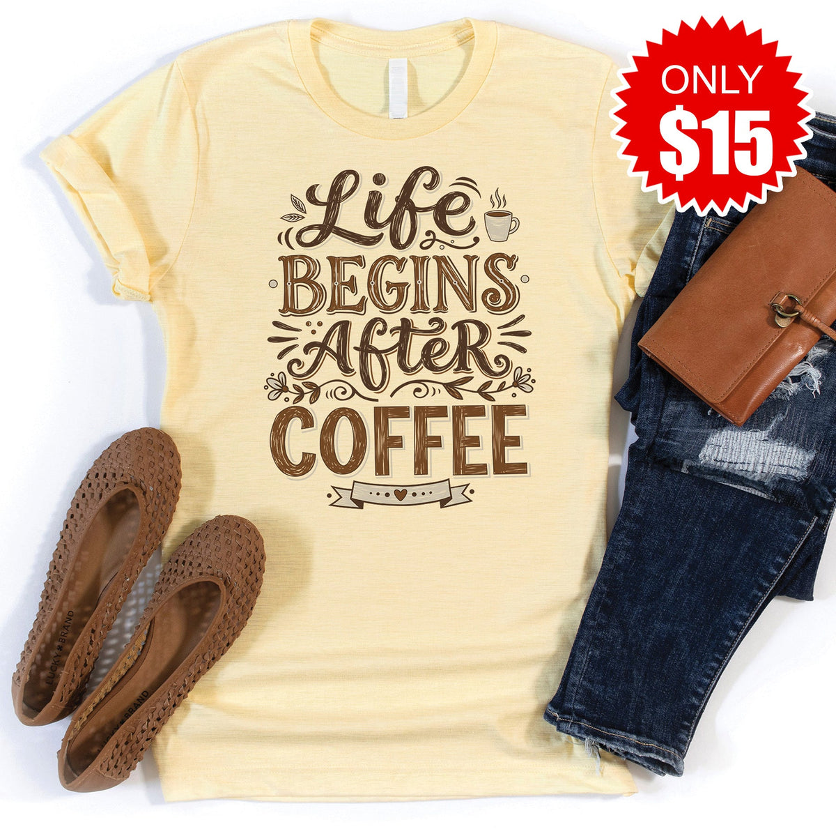 Life Begins Tee - Heather French Vanilla - 15 product image 1