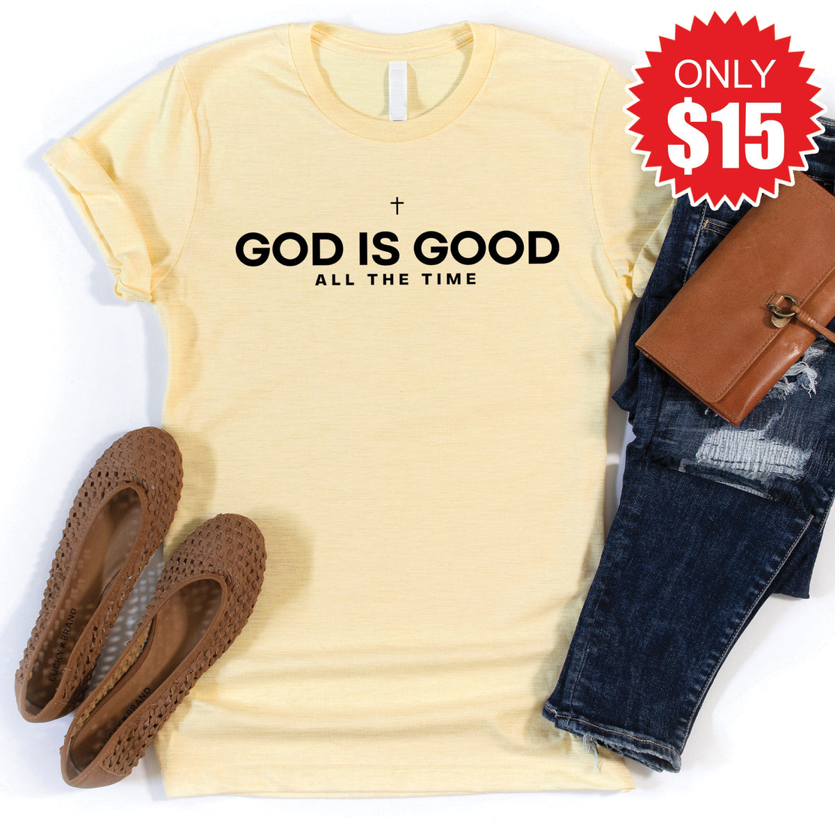 God Is Good Tee - Heather French Vanilla - 15 product image 1