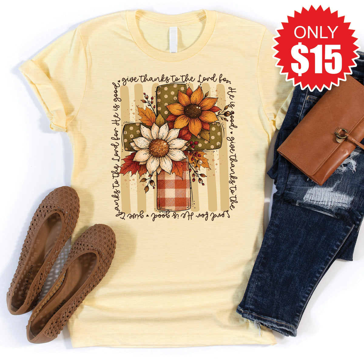 Give Thanks Tee - Heather French Vanilla - 15 product image 1
