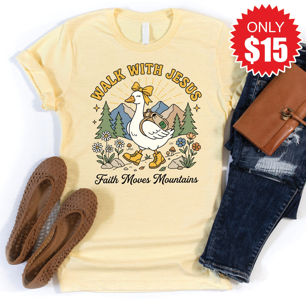 Walk With Jesus Tee - Heather French Vanilla - 15 product image 1