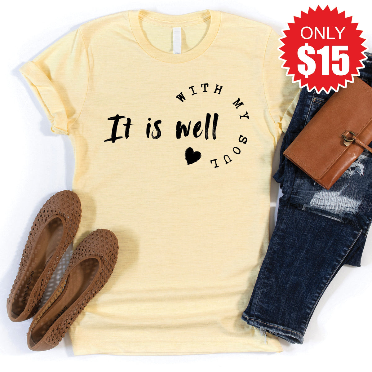 It Is Well With My Soul Tee - Heather French Vanilla - 15 product image 1