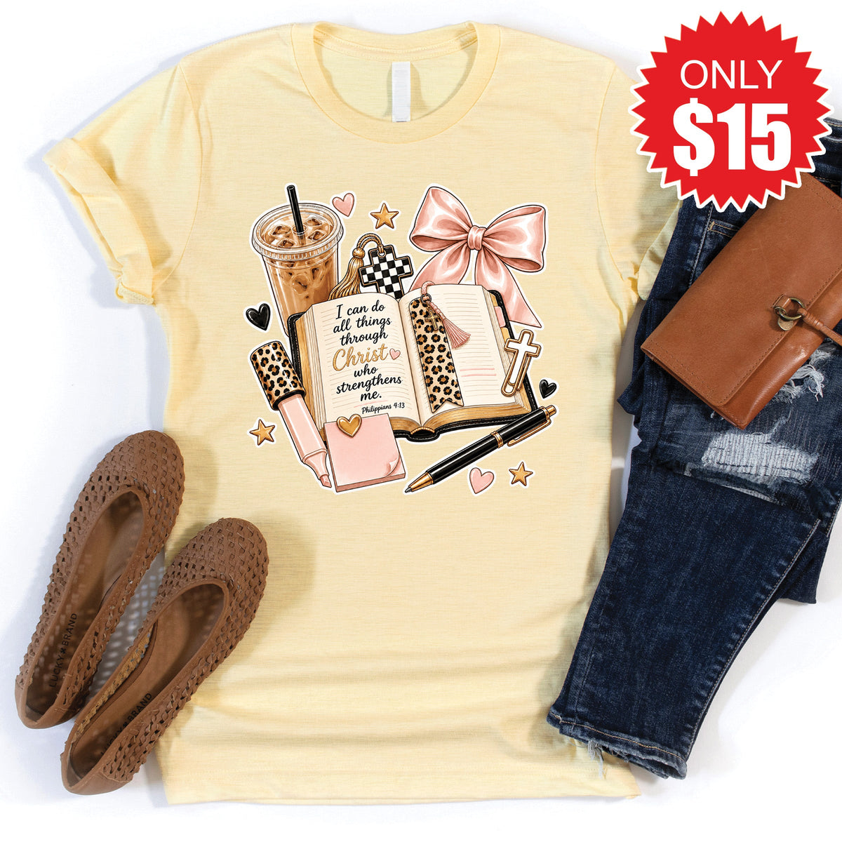 I Can Do All Things Tee - Heather French Vanilla - 15 product image 1