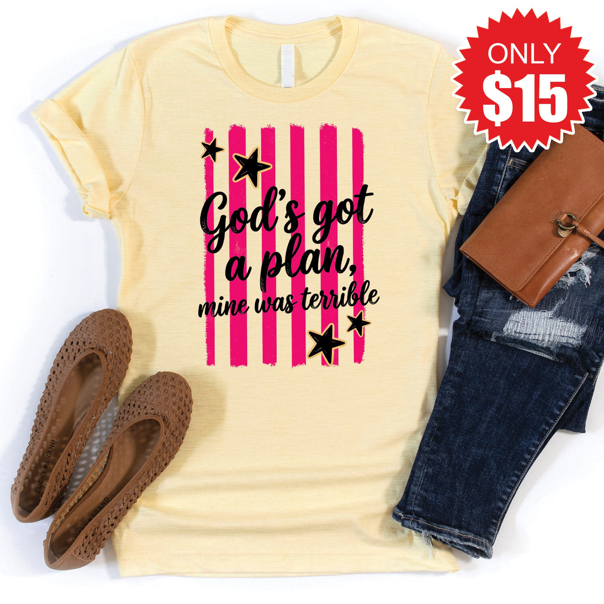 God's Got A Plan Tee - Heather French Vanilla - 15 product image 1