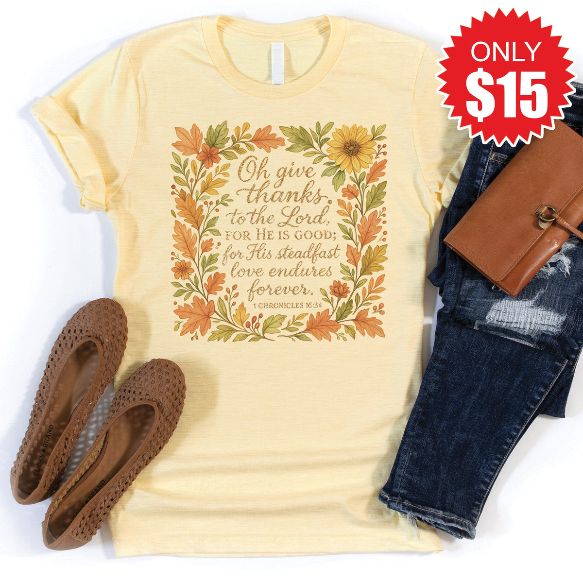 Give Thanks Tee - Heather French Vanilla - 15 product image 1