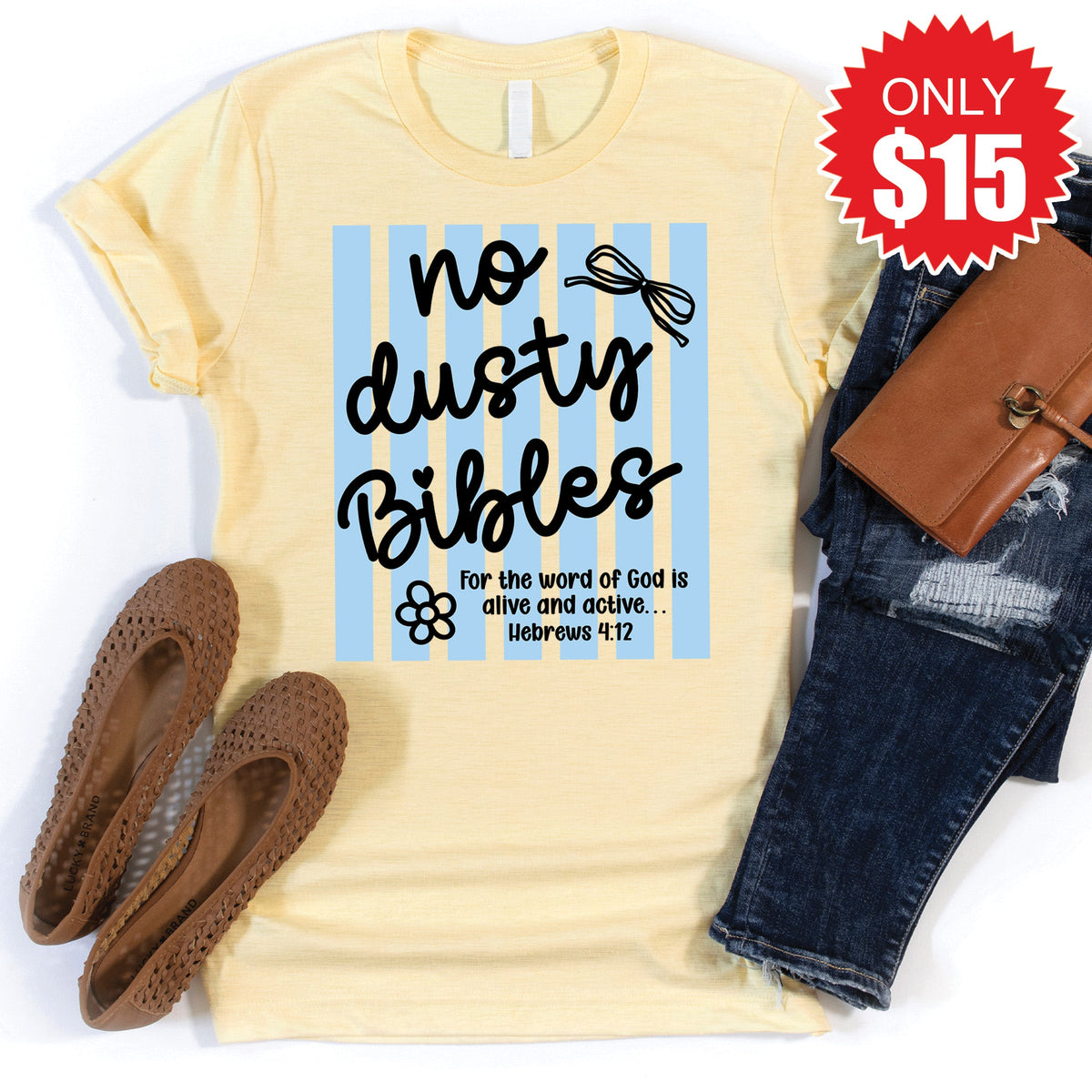 No Dusty Bibles Tee - Heather French Vanilla - 15 product image 1