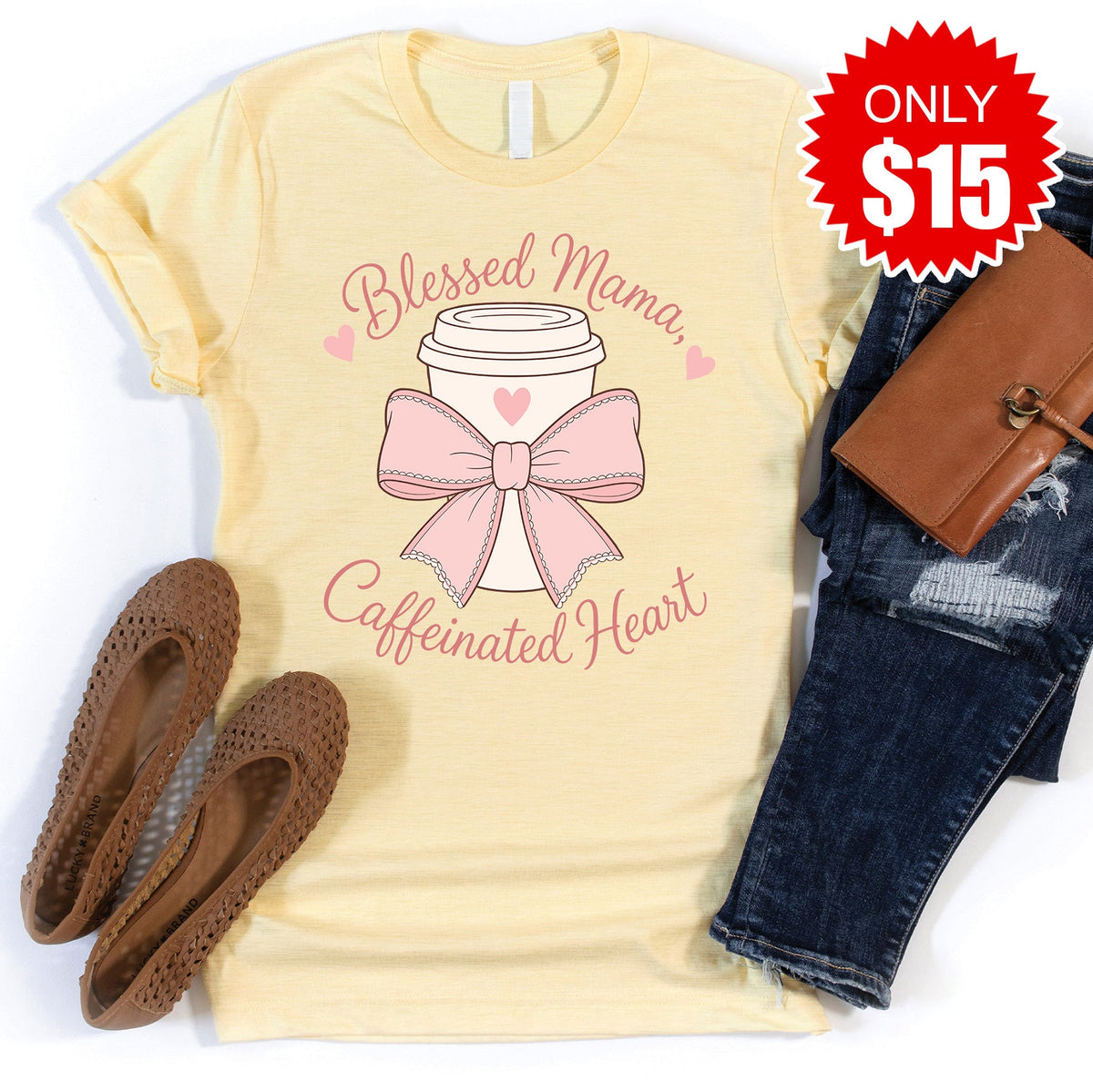 Blessed Mama Tee - Heather French Vanilla - 15 product image 1