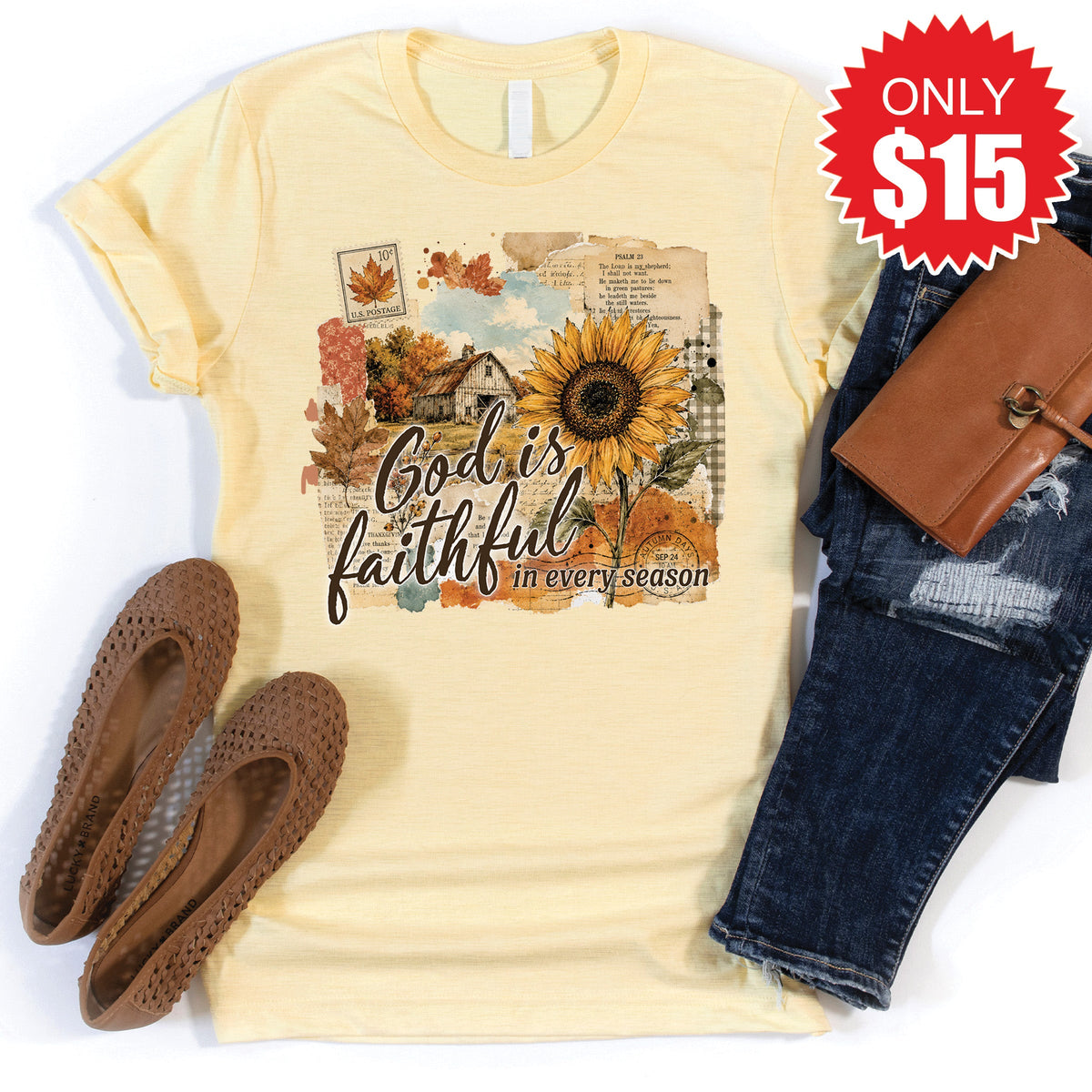 God is Faithful Tee - Heather French Vanilla - 15 product image 1