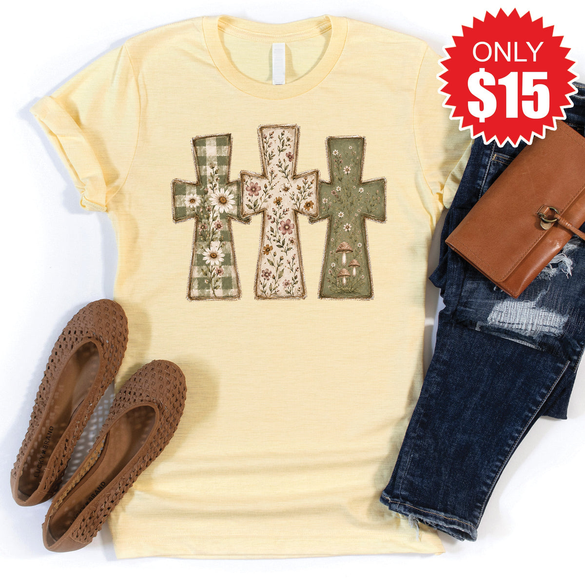 Crosses Tee - Heather French Vanilla - 15 product image 1