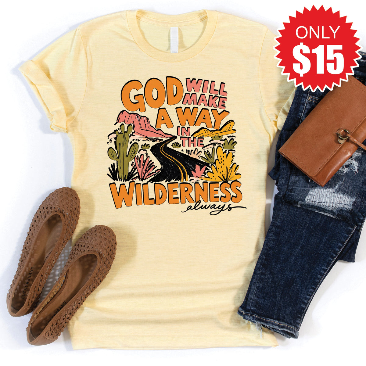 God Will Make a Way Tee - Heather French Vanilla - 15 product image 1