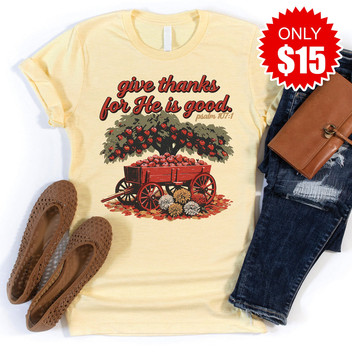 Give Thanks Tee - Heather French Vanilla - 15 product image 1