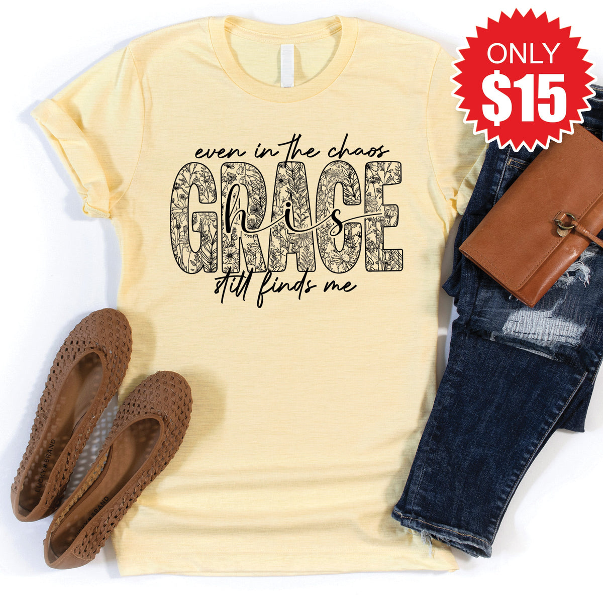 Grace Still Finds Me Tee - Heather French Vanilla - 15 product image 1