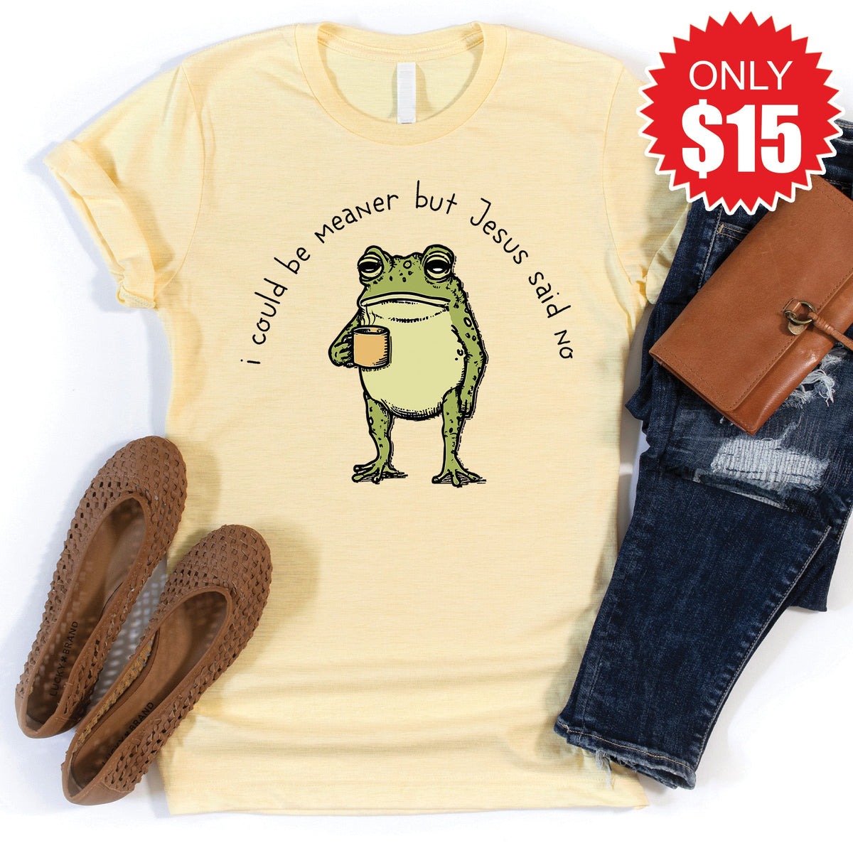 Jesus Said No Tee - Heather French Vanilla - 15 product image 1