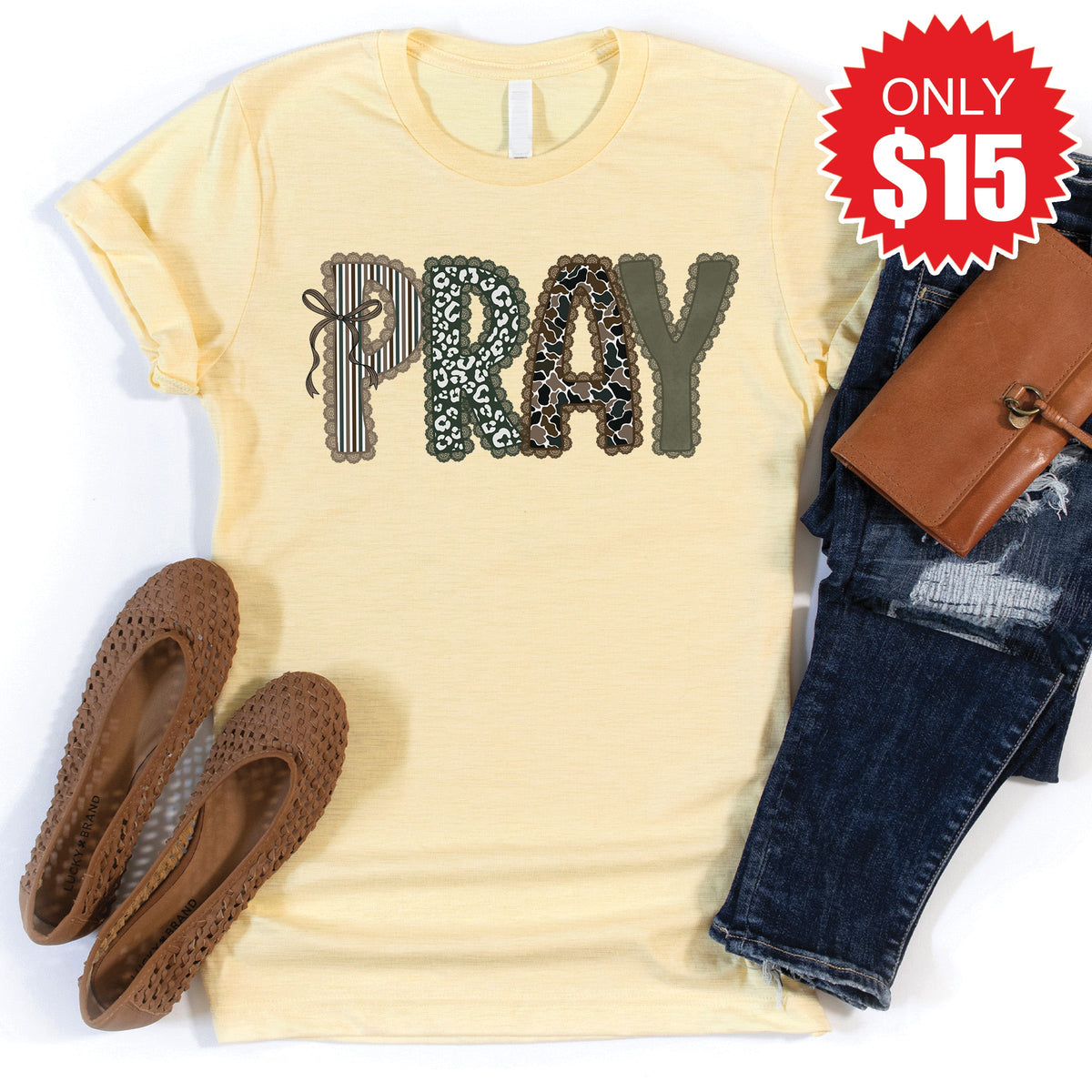 Pray Tee - Heather French Vanilla - 15 product image 1