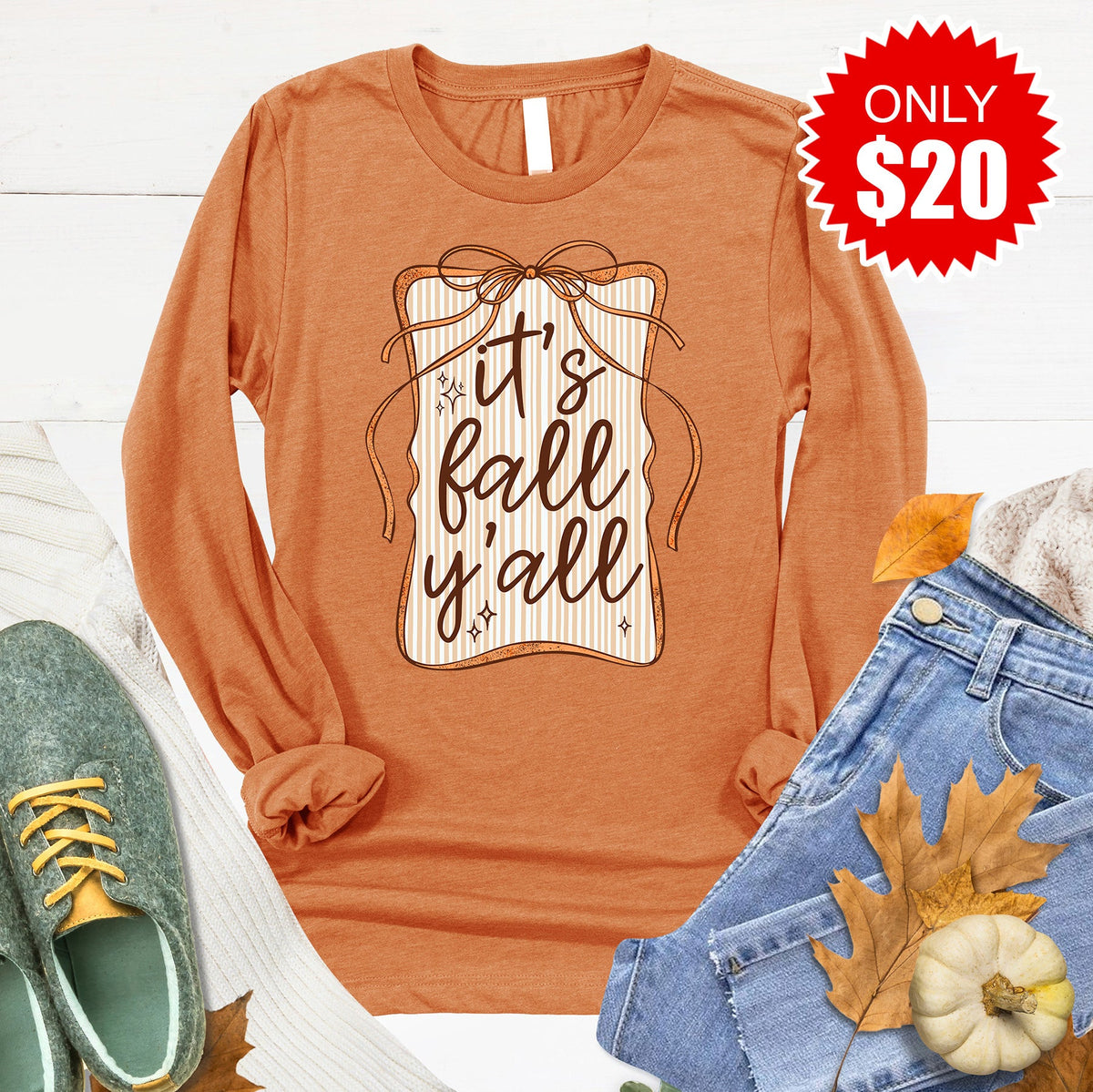 It's Fall Ya'll Long Sleeve - Heather Autumn - 17 product image 1