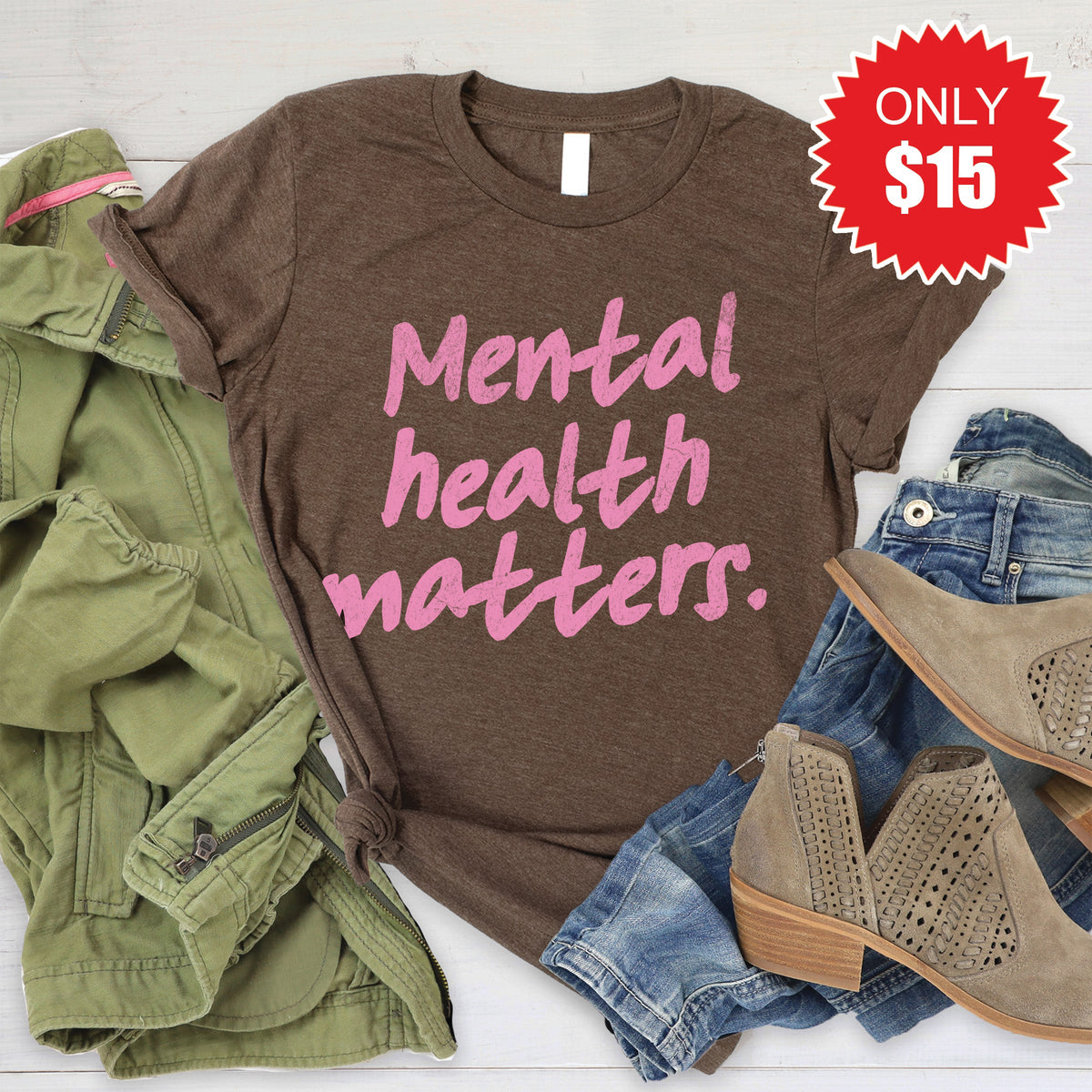 Mental Health Matters Tee - Heather Brown - 15 product image 1