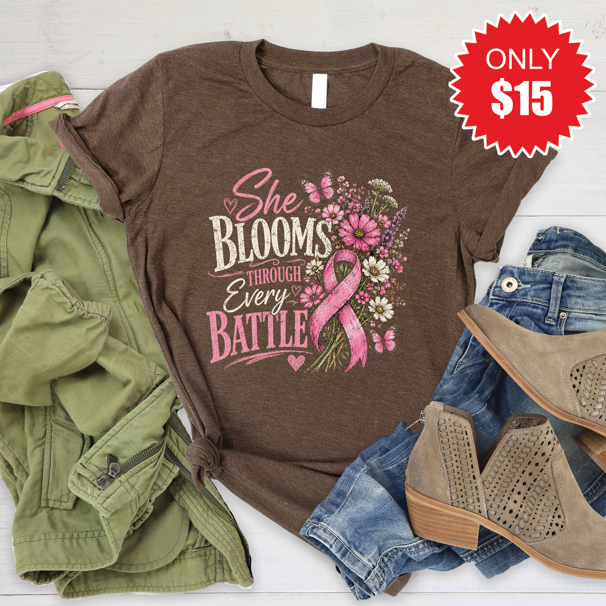 She Blooms Tee - Heather Brown - 15 product image 1