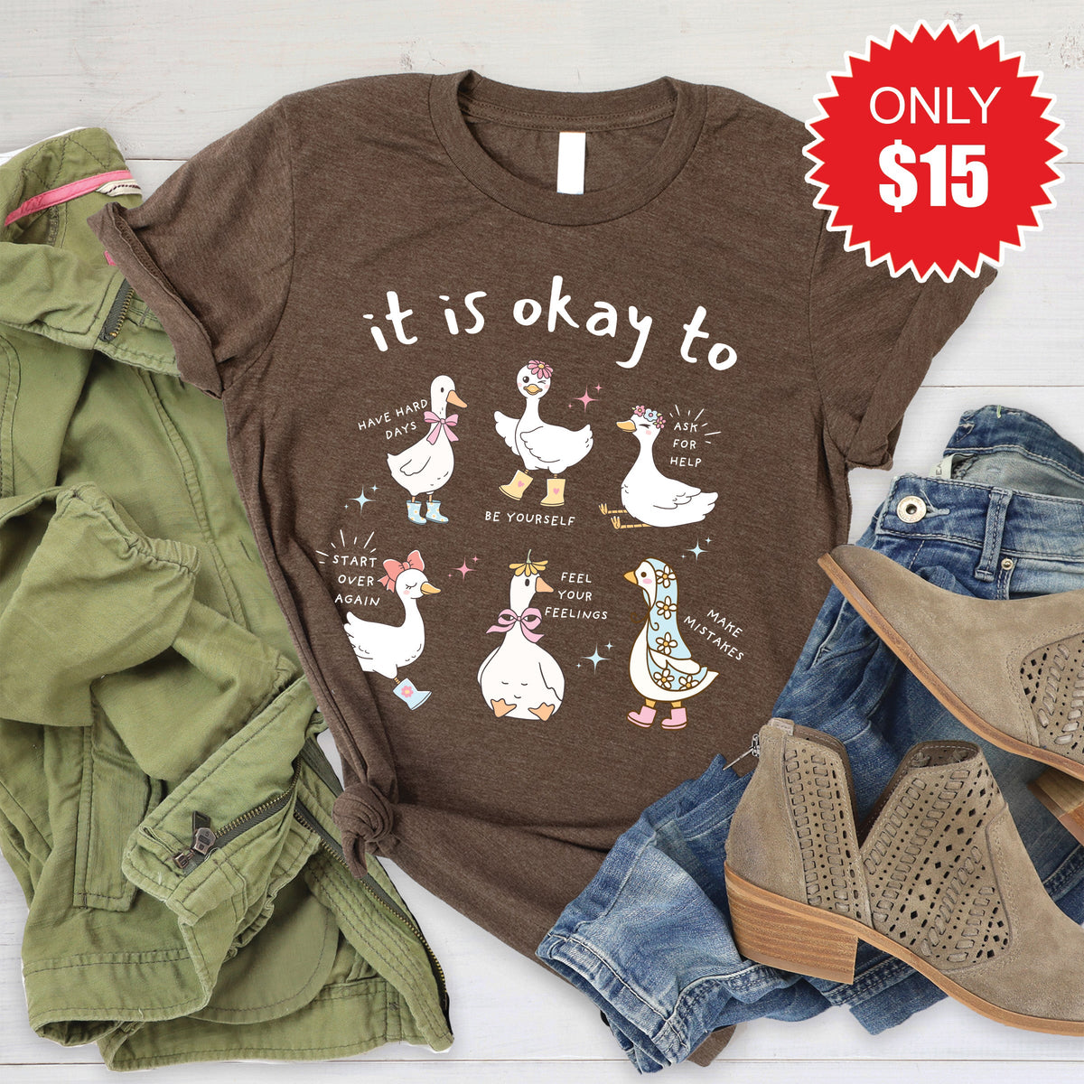 It Is Okay Tee - Heather Brown - 15 product image 1