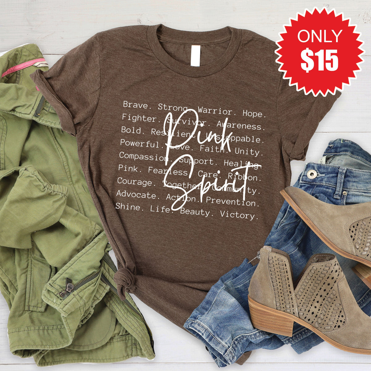 Pink Spirit Tee - Heather Brown - 15 product image 1