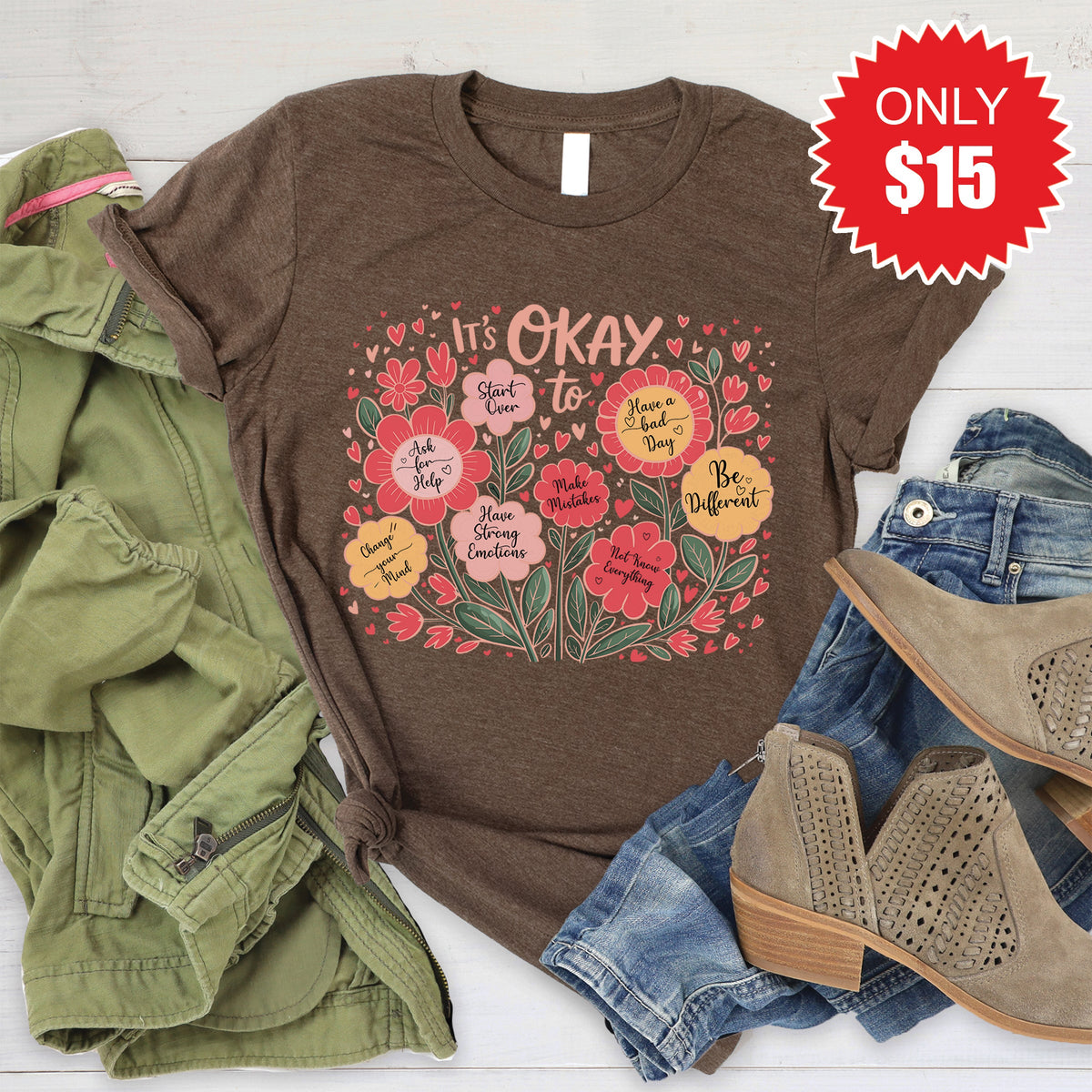 It's Okay Tee - Heather Brown - 15 product image 1