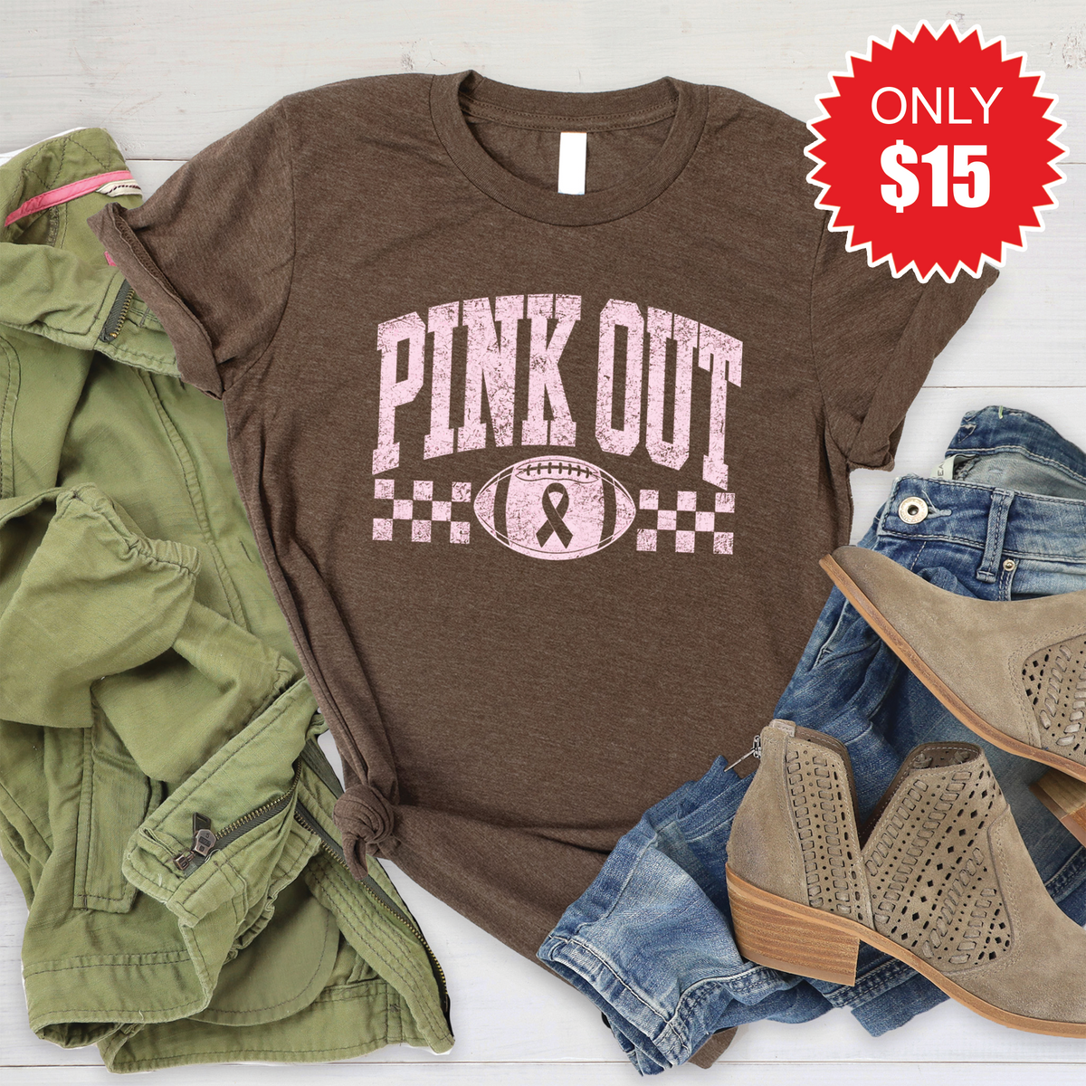 Pink Out Tee - Heather Brown - 15 product image 1