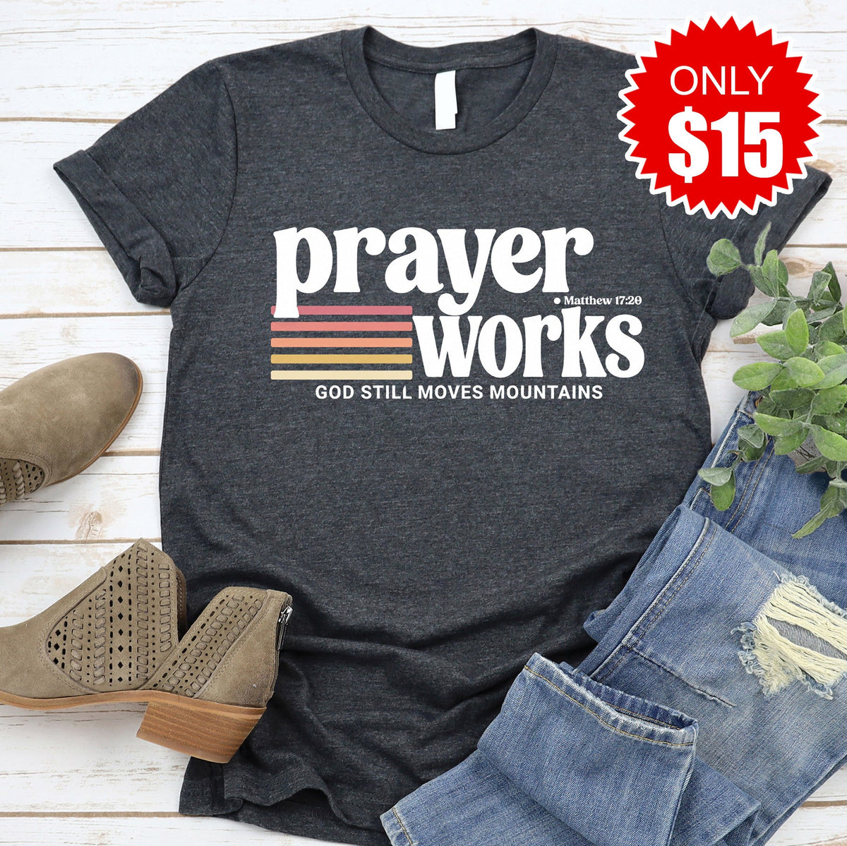 Prayer Works Tee - Heather Charcoal - 15 product image 1