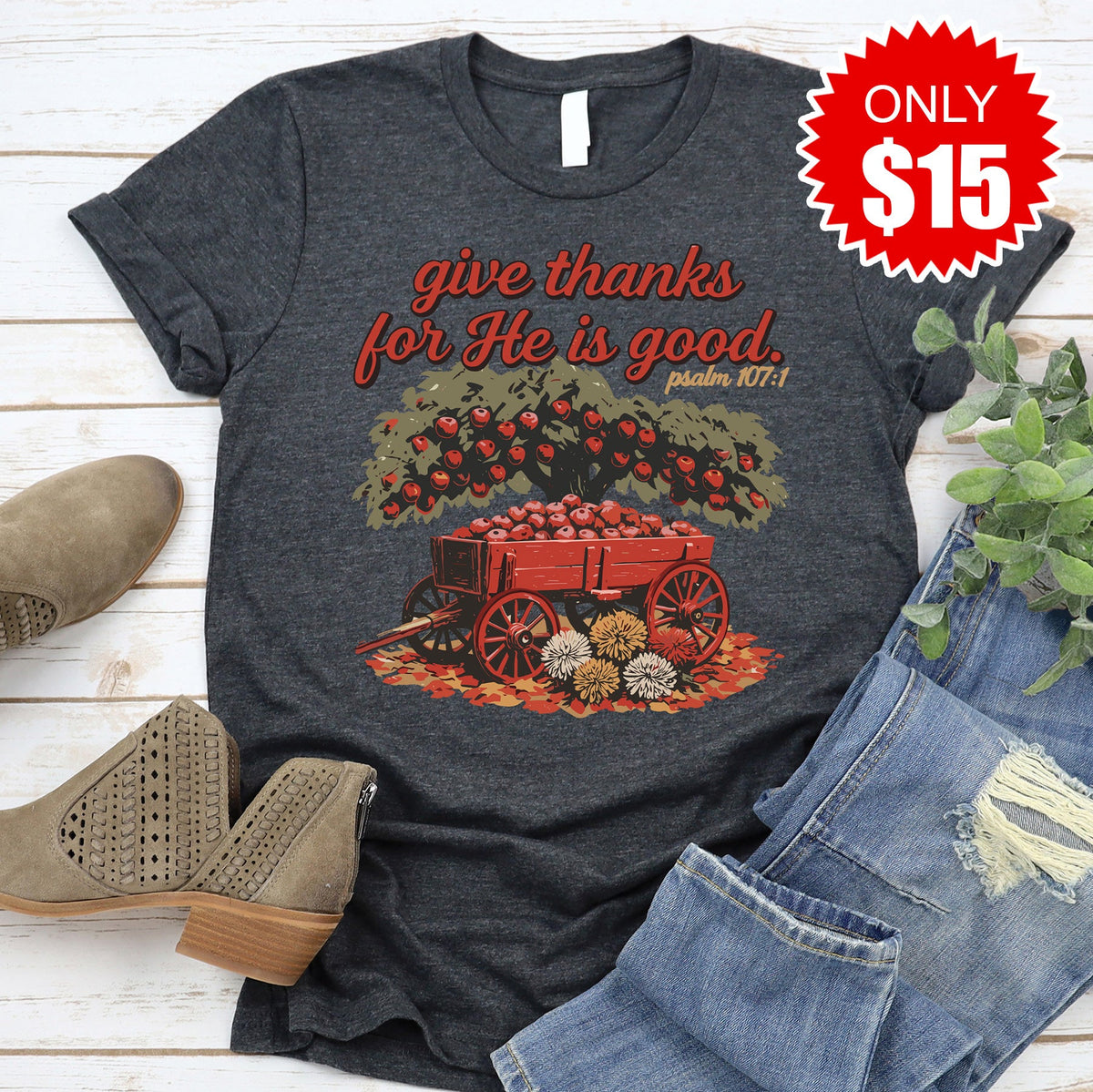 Give Thanks Tee - Heather Charcoal - 15 product image 1