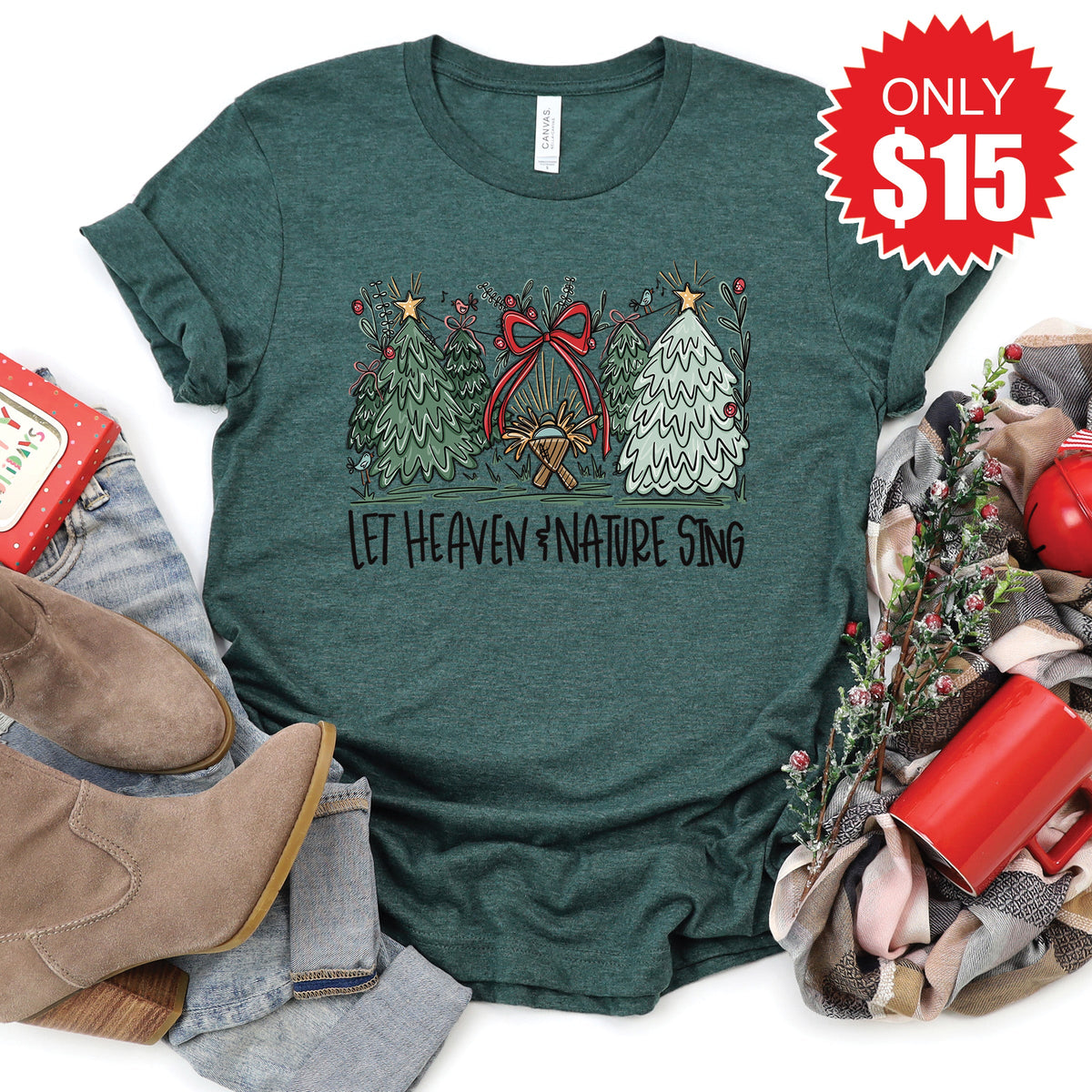 Let Heaven and Nature Sing Tee - Heather Forest - 15 product image 1