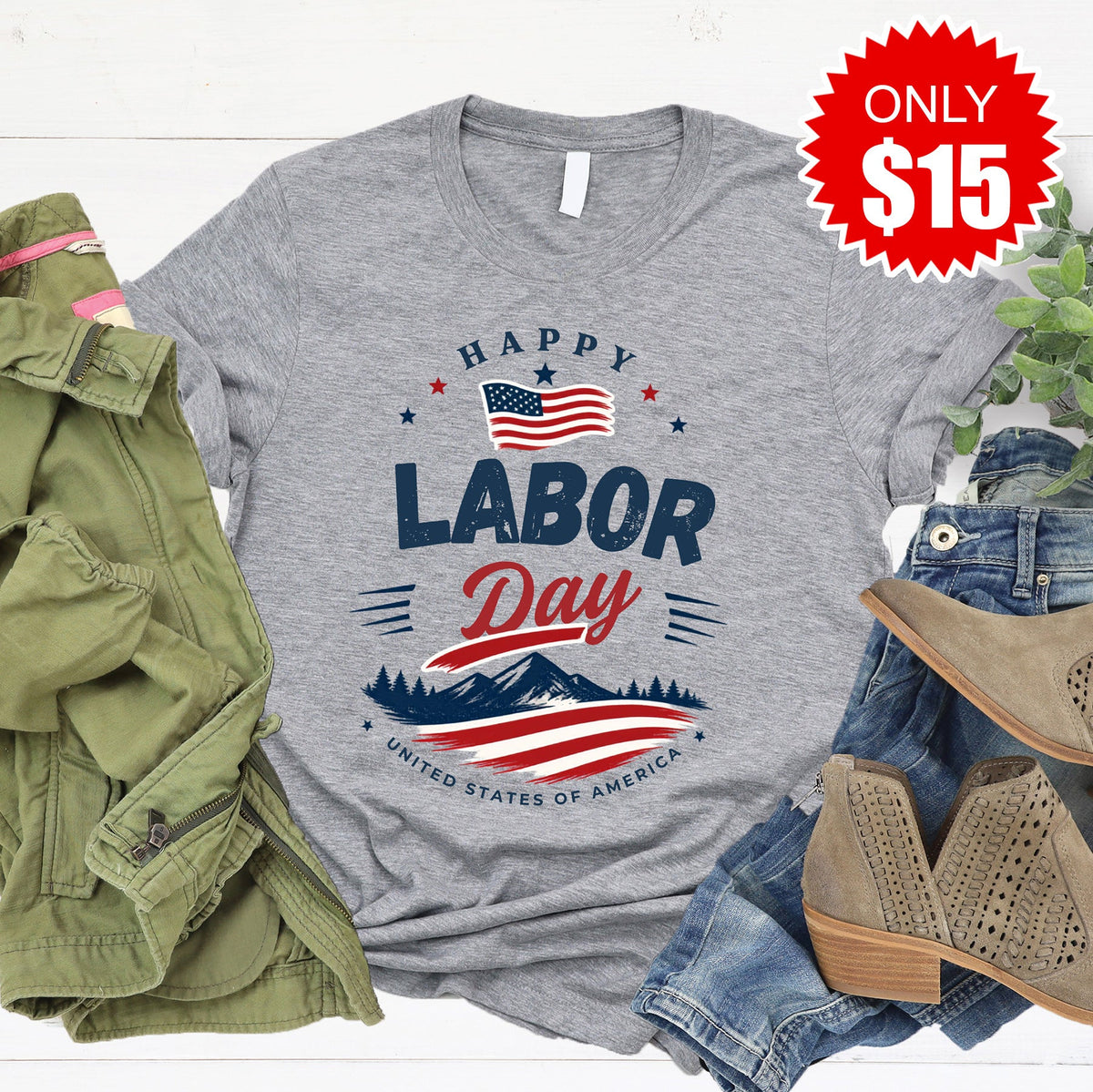 Happy Labor Day Tee - Heather Grey - 15 product image 1