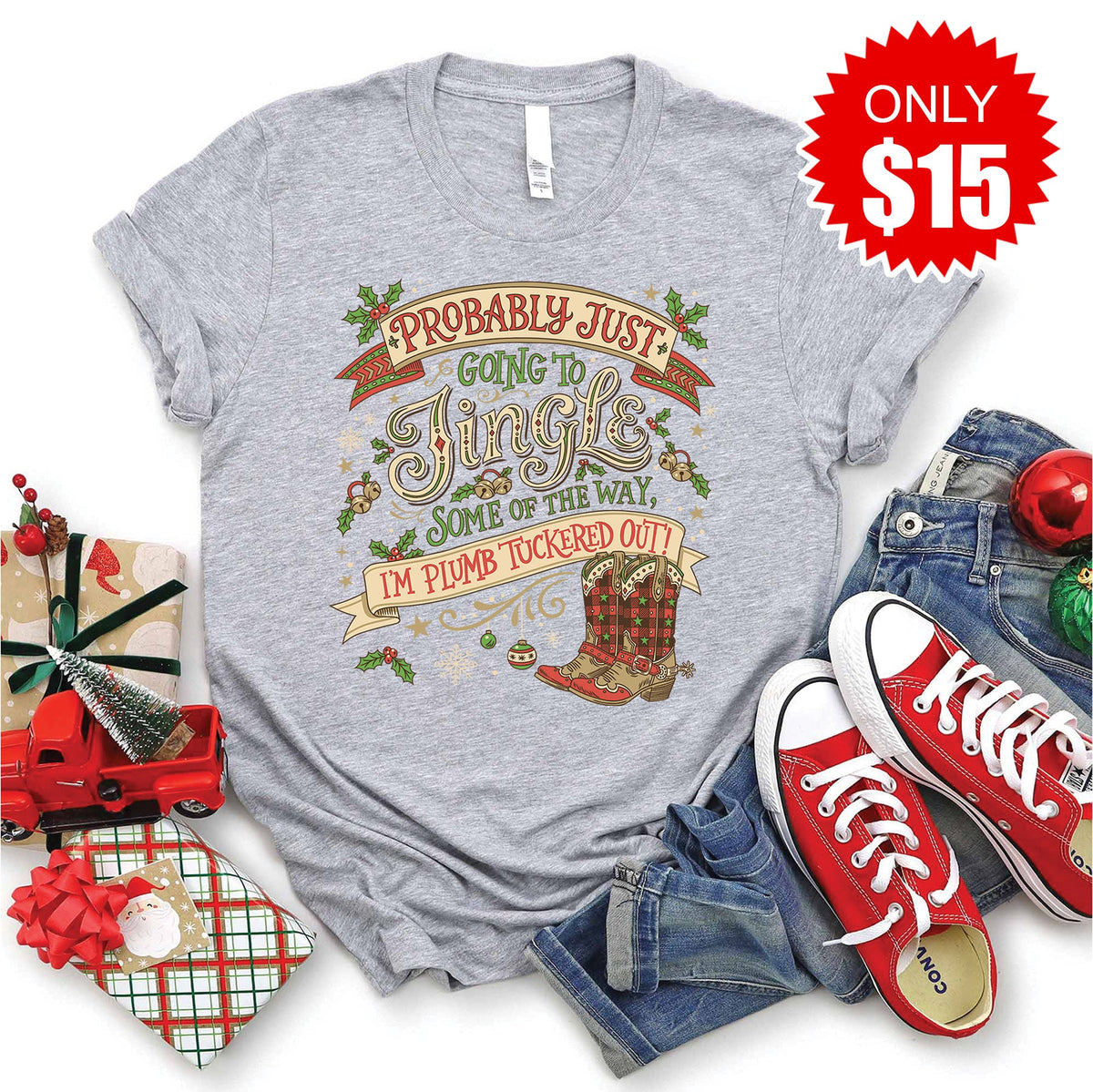 Jingle Some Boots Tee - Heather Grey - 15 product image 1