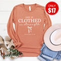 She Is Clothed In Strength Long Sleeve - Heather Terracotta product image 1
