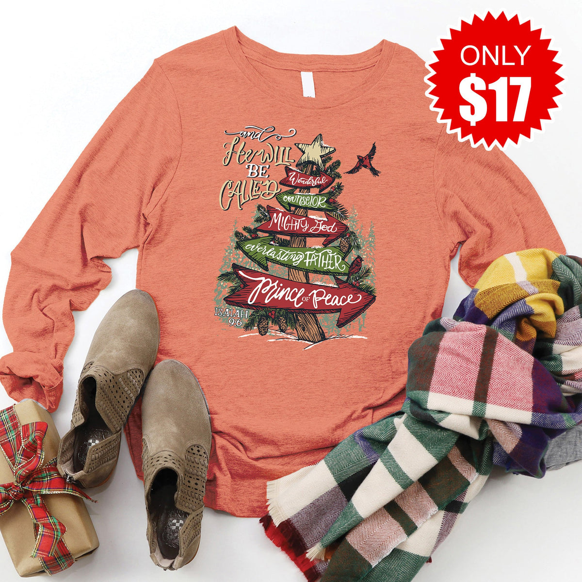 Isaiah 9:6 Long Sleeve - Heather Terracotta - 17 product image 1