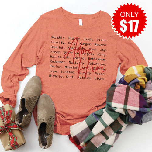 Adore Him Long Sleeve - Heather Terracotta - 17 product image 1