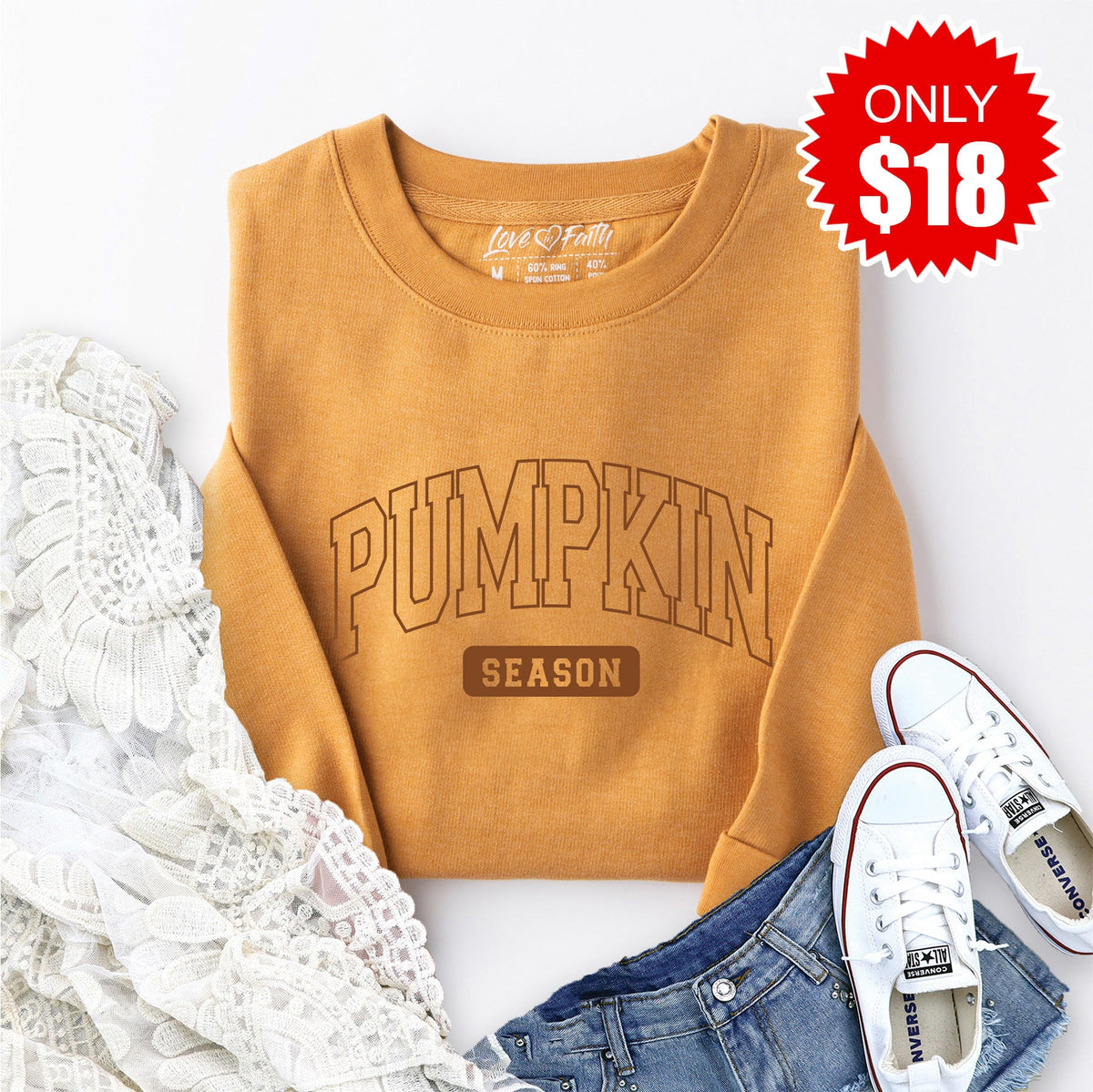 Pumpkin Season Sweatshirt - Heather Toast - 18 product image 1