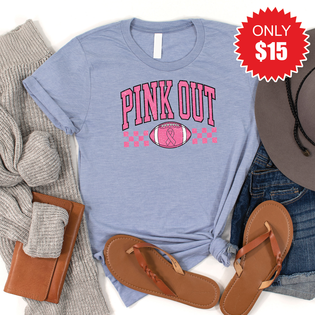 Pink Out Tee - Heather Blue - 15 product image 1