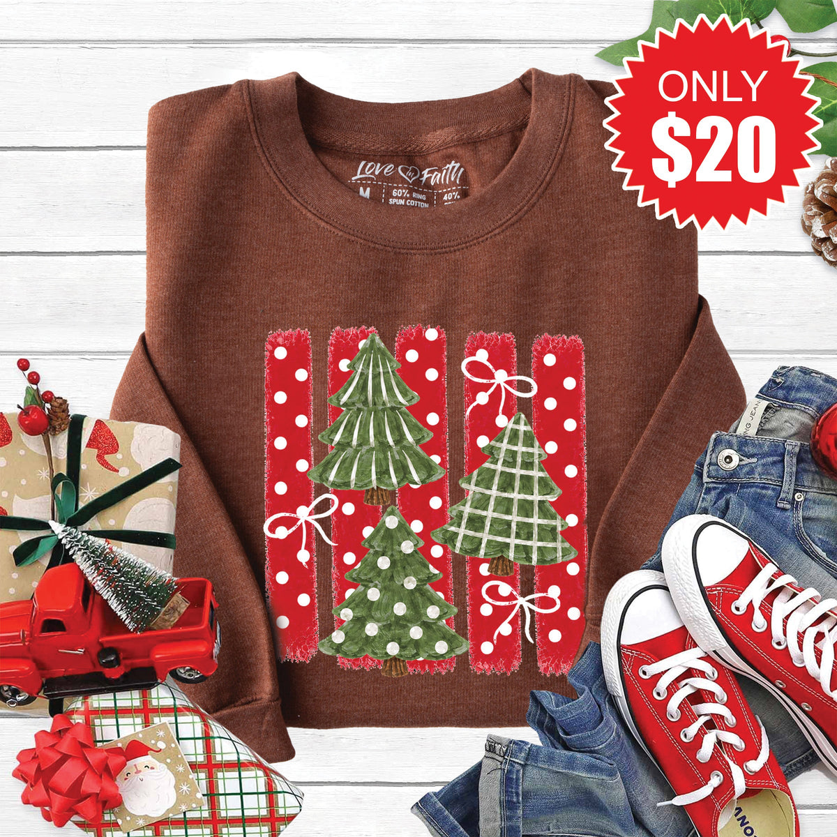 Christmas Trees Sweatshirt - Heather Brown - 20 product image 1