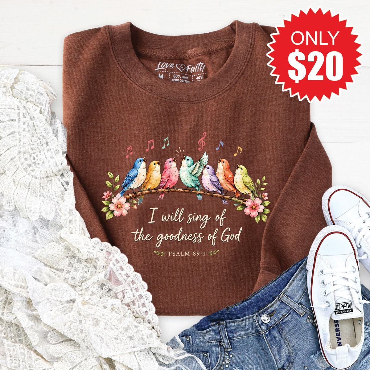 Goodness of God Sweatshirt - Heather Brown - 20 product image 1