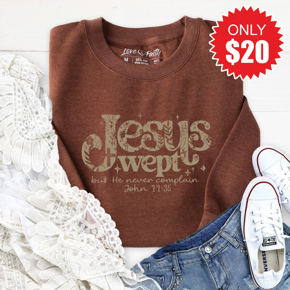 Jesus Wept Sweatshirt - Heather Brown - 20 product image 1