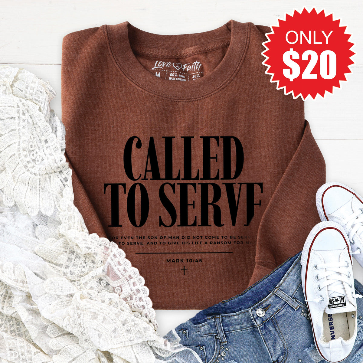 Called To Serve Sweatshirt - Heather Brown - 20 product image 1