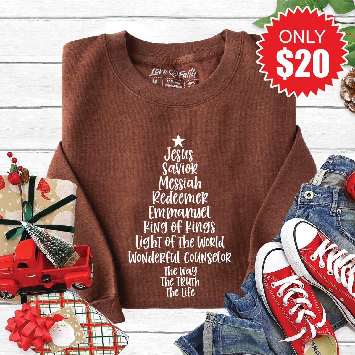Jesus Tree Sweatshirt - Heather Brown - 20 product image 1
