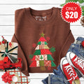 Christmas Tree Patchwork Sweatshirt - Heather Brown - 20 product image 1