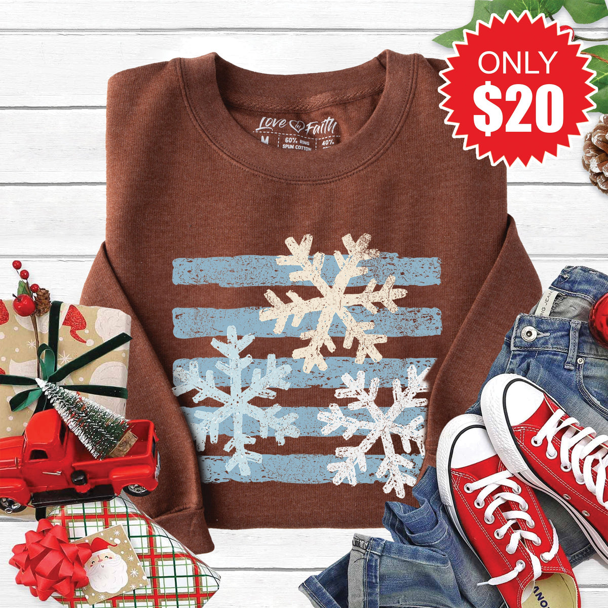 Snow Flakes Sweatshirt - Heather Brown - 20 product image 1