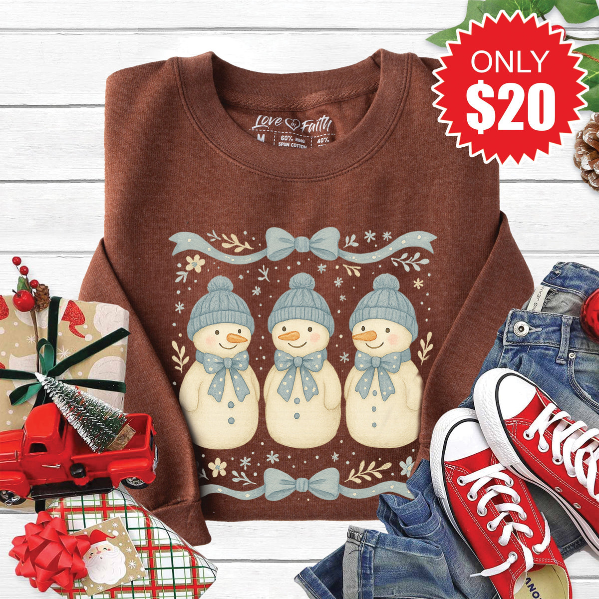 Snowmen Sweatshirt - Heather Brown - 20 product image 1