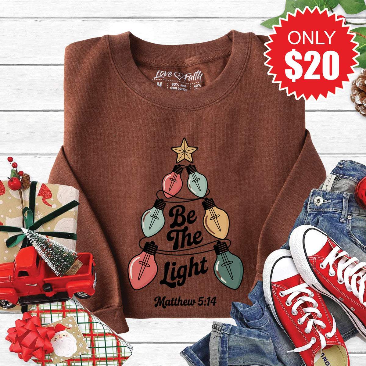 Be The Light Sweatshirt - Heather Brown - 20 product image 1