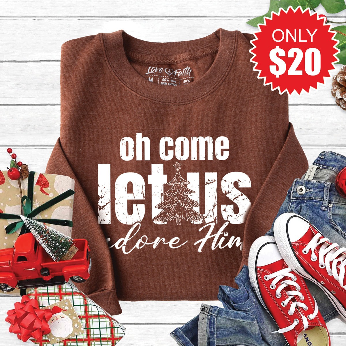 Let Us Adore Him Sweatshirt - Heather Brown - 20 product image 1