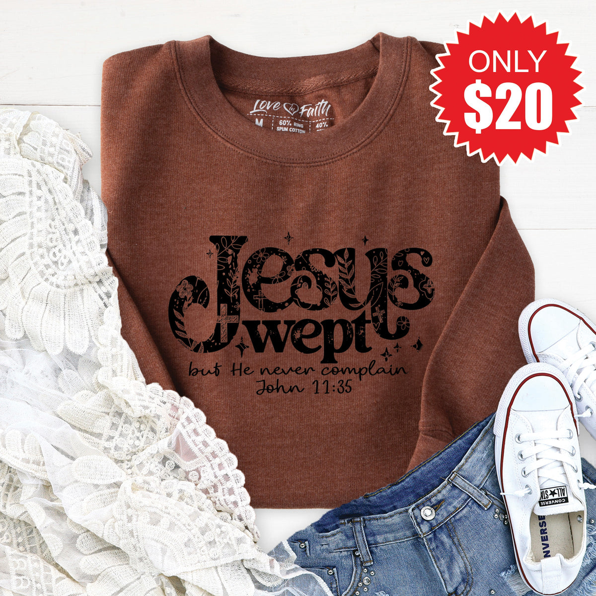 Jesus Wept Sweatshirt - Heather Brown - 20 product image 1