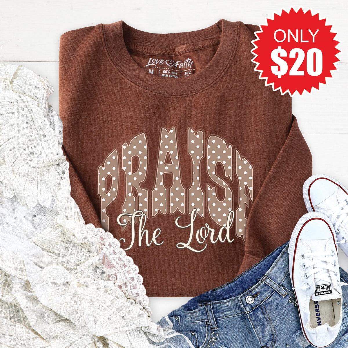 Praise The Lord Sweatshirt - Heather Brown - 20 product image 1