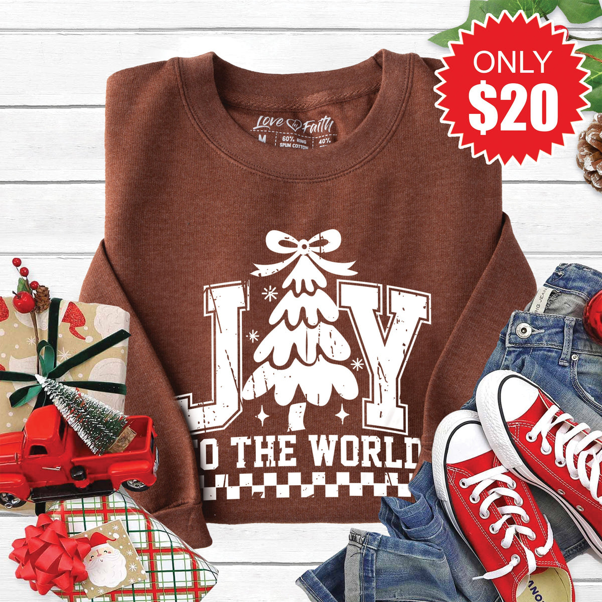 Joy To The World Sweatshirt - Heather Brown - 20 product image 1